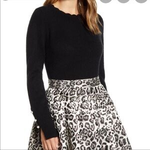 Rachel Parcell | Scallop Crew Neck Pearl Sweater